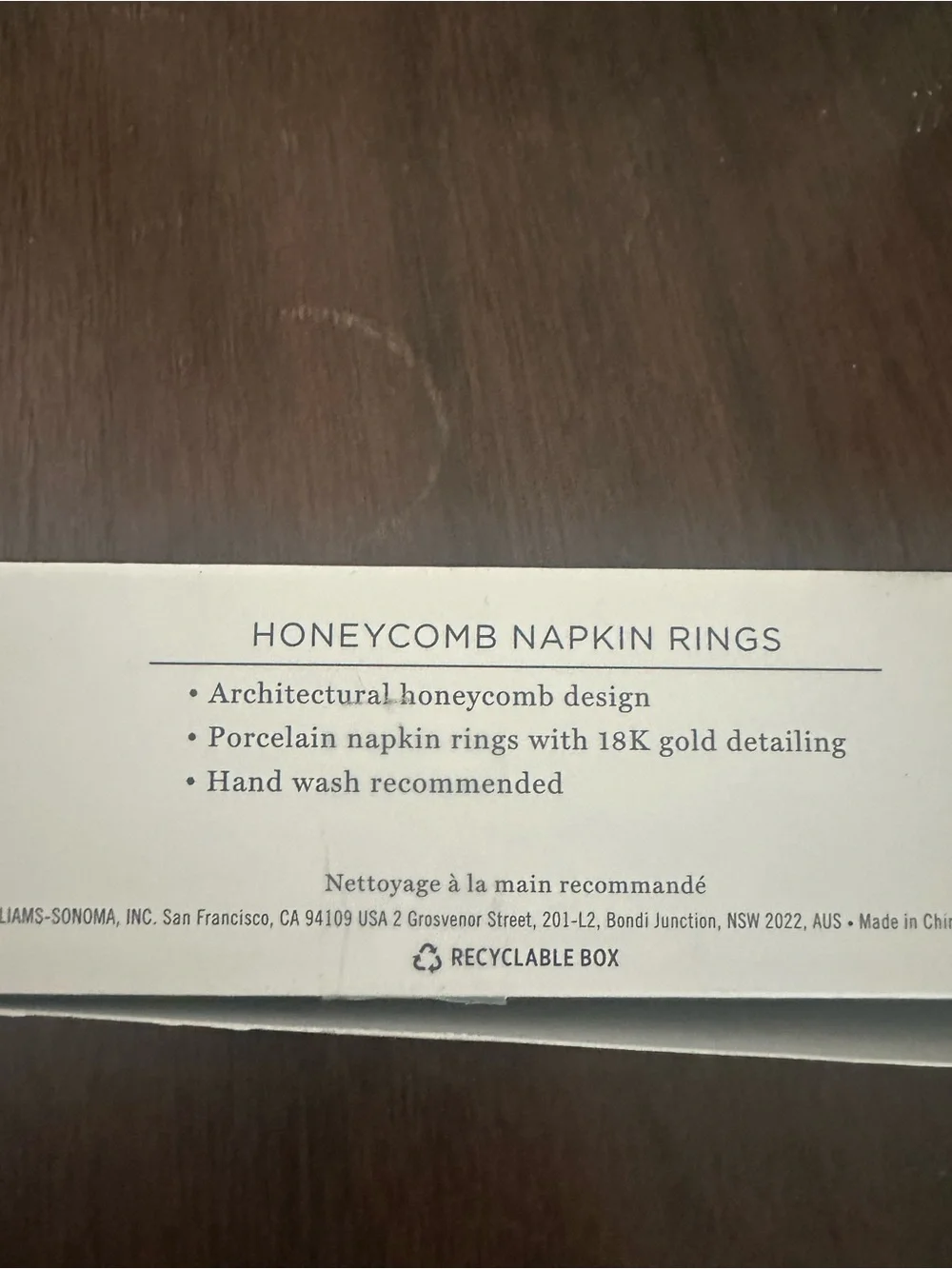 Williams Sonoma Gold and Black Honeycomb Napkin Rings, Set of 4